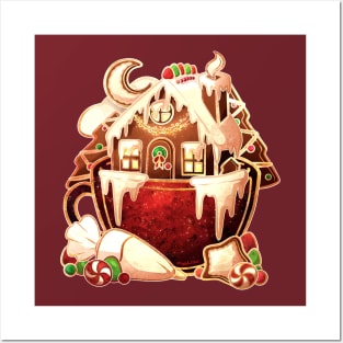 Holiday Wishes Gingerbread Teacup Posters and Art